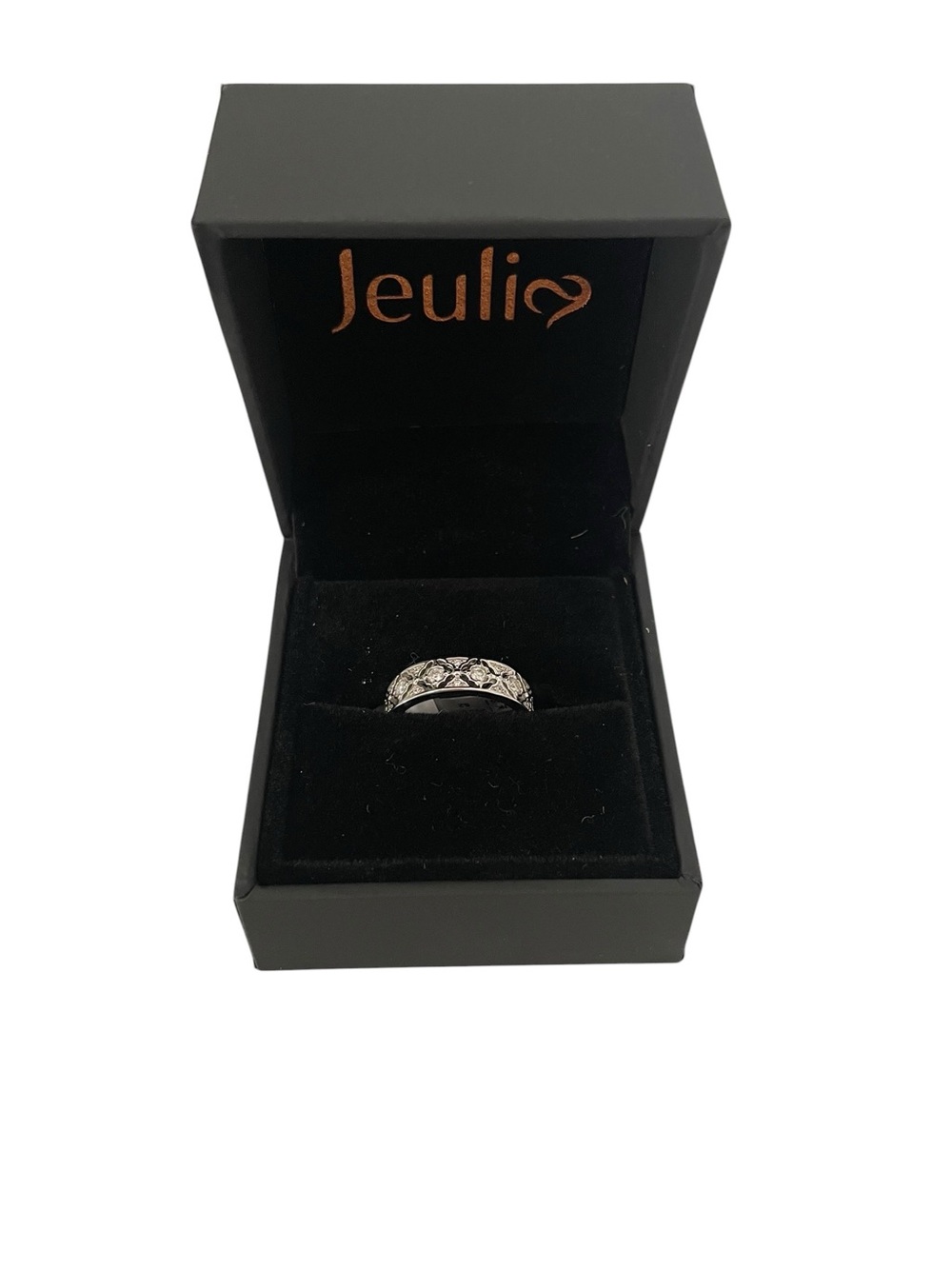 JEULIA 925 Sterling Silver Engagement Ring Eternity Band Moissanite Size 6 - Picture 5 of 7